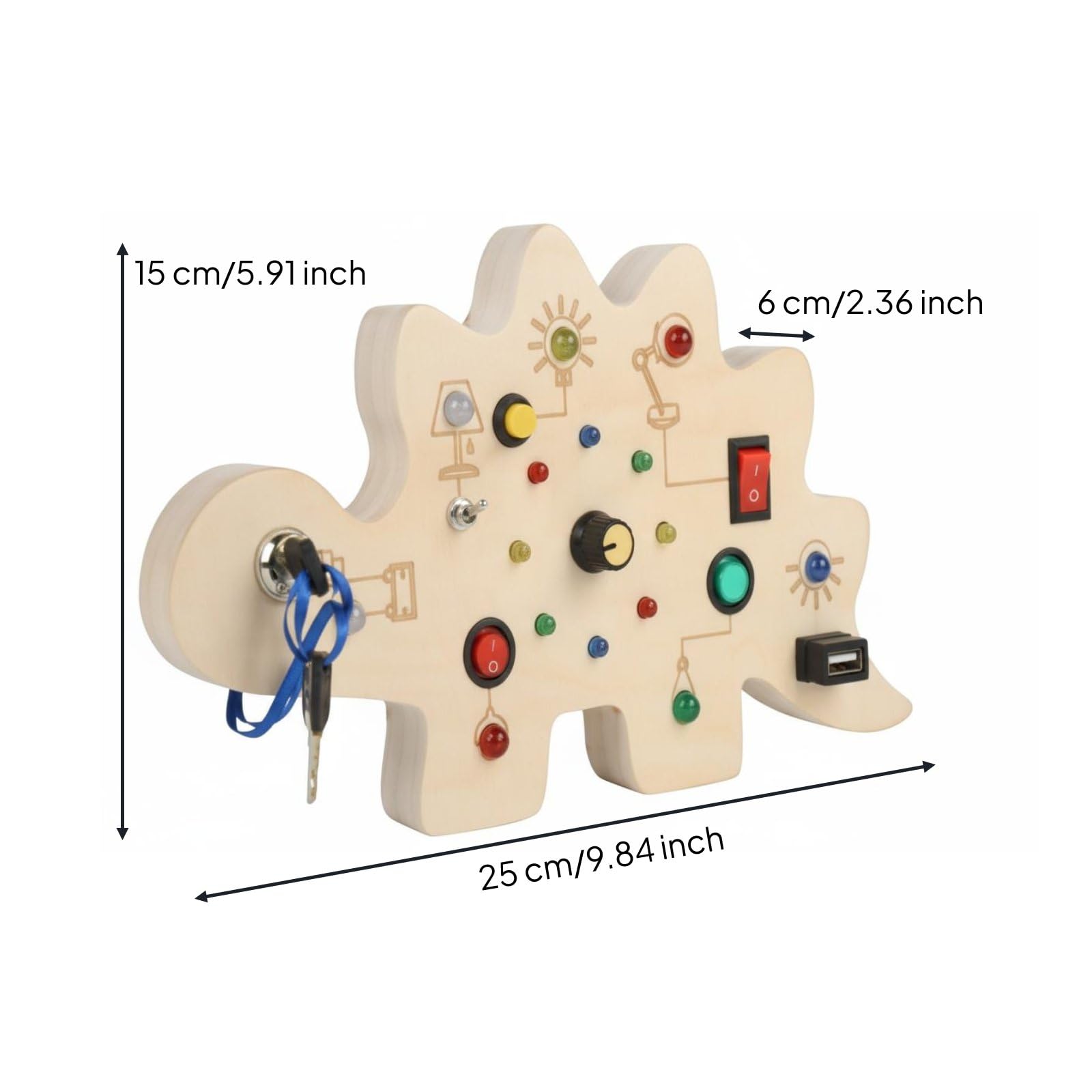 MagiDeal Learning Board Tavola Didattica Sensoriale Pannello attività in Legno con Ingranaggi E Luci LED Adatta a Abilità Fini Curiosità Casa Scuola, Grande+QuadroSwitch