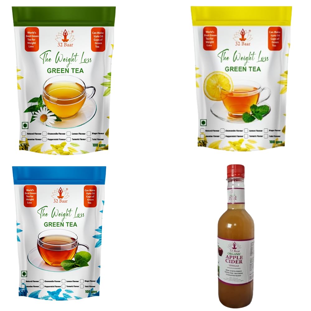 32 Baar Chamomile & Lemon & Natural Flavoured Tea + Apple Cider Vinegar Combo | Green Tea & Organic Apple Cider Vinegar | Antioxidant-Rich (B0D89XV4FW) Amazon Price History, Amazon Price Tracker