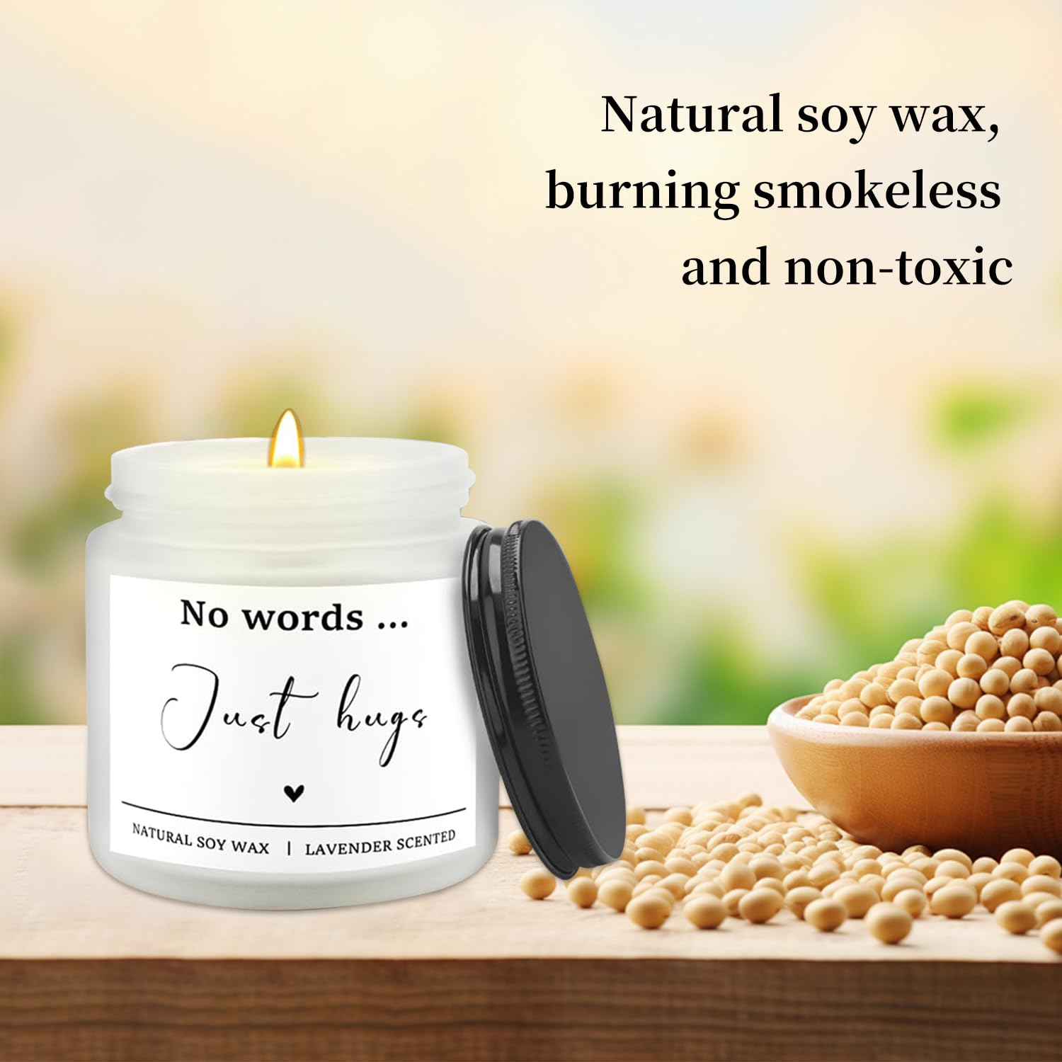 No Words Just Hugs - Lavender Scented Candle, 12oz, Sympathy Gift For Loss Of Loved One