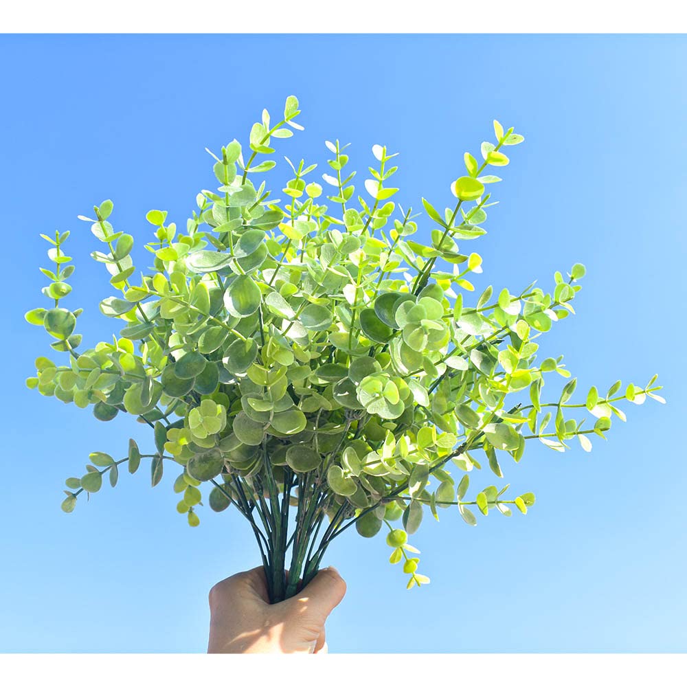 homEdge Künstlicher Eukalyptus-Plektrum, 6 Bündel, UV-beständig, künstliches Bouguet für Dekoration