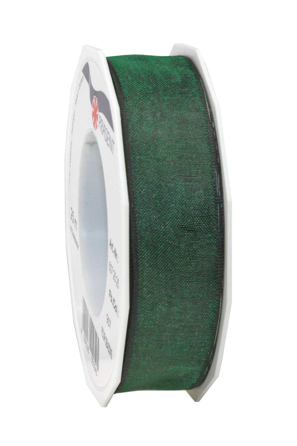 Präsent - Four Seasons Organza Wired Edge Ribbon Fir Sprigs 25 mm Width, 25 m Length, Caribbean Blue, 25 mm - 25 m