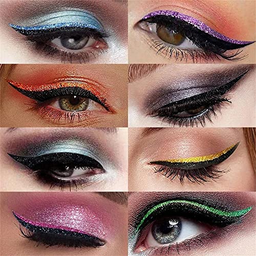 Chentian 2023 Stick On Eyeliner, Stick On Eyeliner Strips, Stick On Glitter Eyeliner, Stick On Eyeliner Glitter (12 Pairs-F) #TOP4