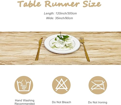 Miniatura 2 de Camino de mesa de 10 pies, camino de mesa de gasa de BGHEOUYV de 35 x 120 pulgadas, camino de mesa rústico de gasa para decoración de despedida de