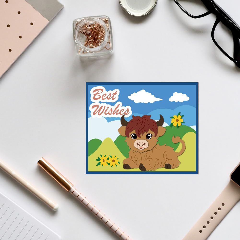 DELORIGIN Highland Cattle Cutting Dies Flower Cute Cow Card Making Die Stencil Metal Die Cuts Card Scrapbooking Embossing Template Dies for Greeting Cards Craft Paper Album Invitation Festive Decor - Image 3