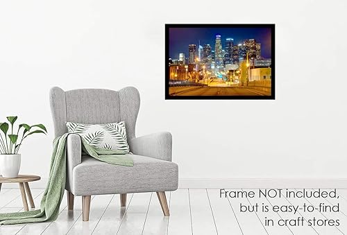 Miniatura 4 de Póster fotográfico de Los Ángeles Skyline Night sin marco, vista desde el este de Los Ángeles, 20 x 30 pulgadas, diseño panorámico fotográfico,