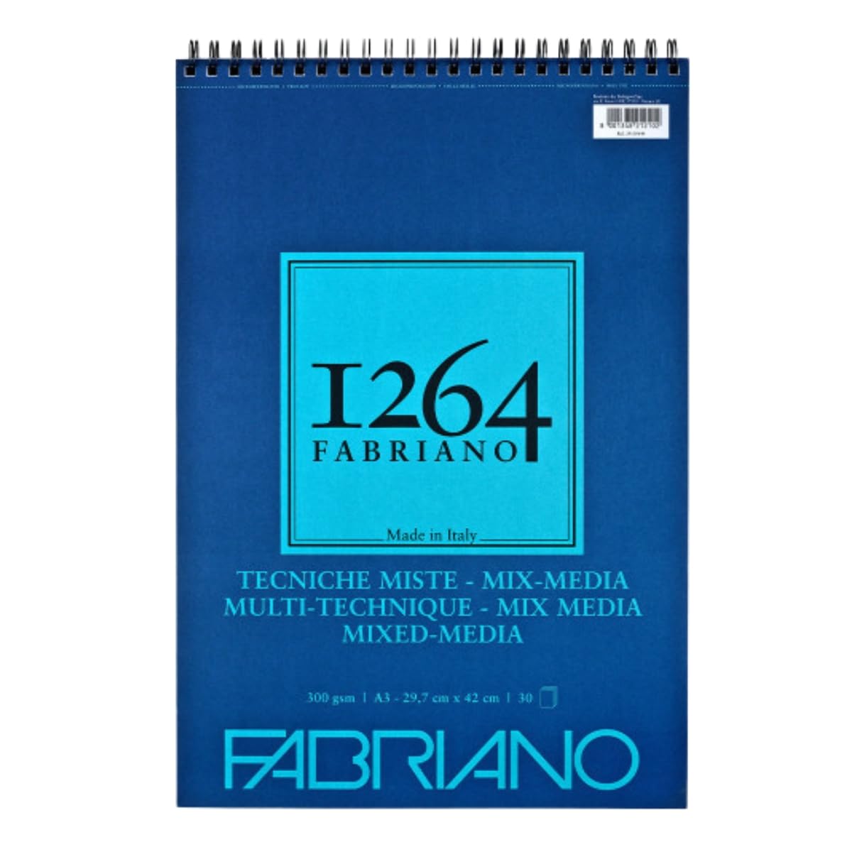 Honsell 19100644 19100644-Fabriano Mix Media Spiral Pad 1264 300 g/m² DIN 30 Natural White Medium Grain Paper Acid Suitable for All Different Techniques White A3 40 Sheets
