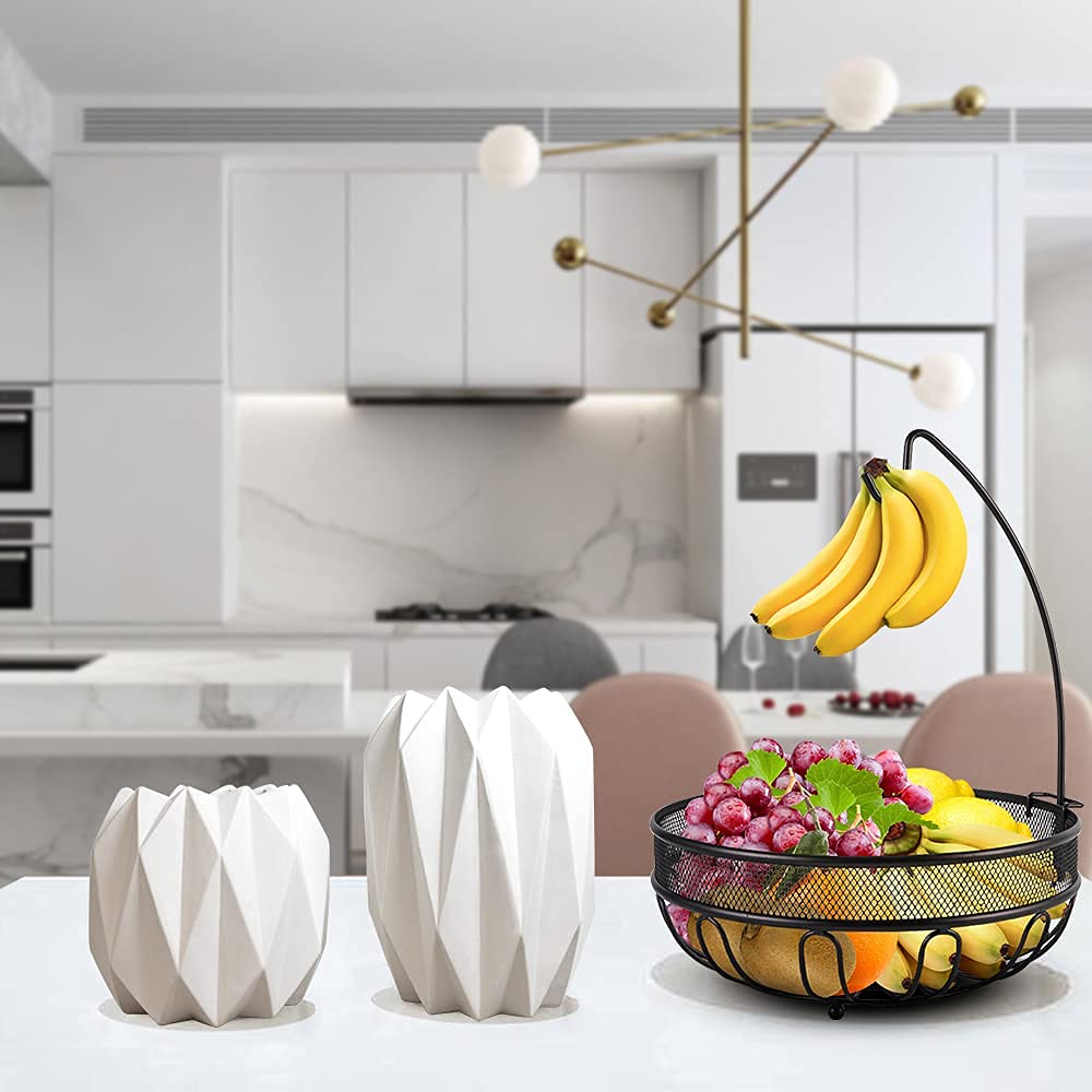 Moderner Obstkorb Mit Bananenhalter – Landhausstil Aus Draht & Holz, Für Die Küchentheke