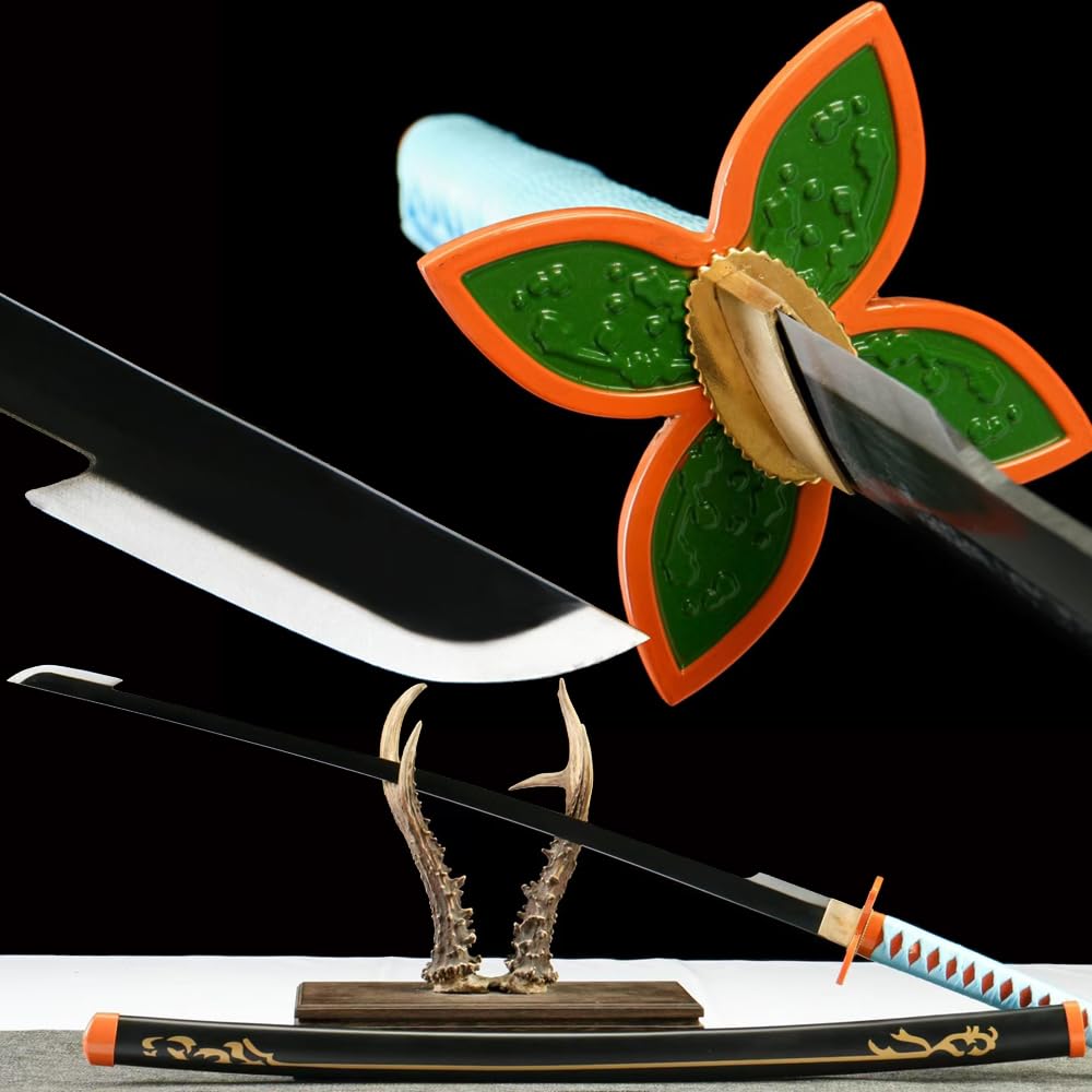 HERO SWORD Japanese Anime Sword, Hand Forged 1045 Carbon Steel Samurai Katana, Full Tang Handmade Japanese Sword, Sharp Practical Katana, Demon Slayer Sword