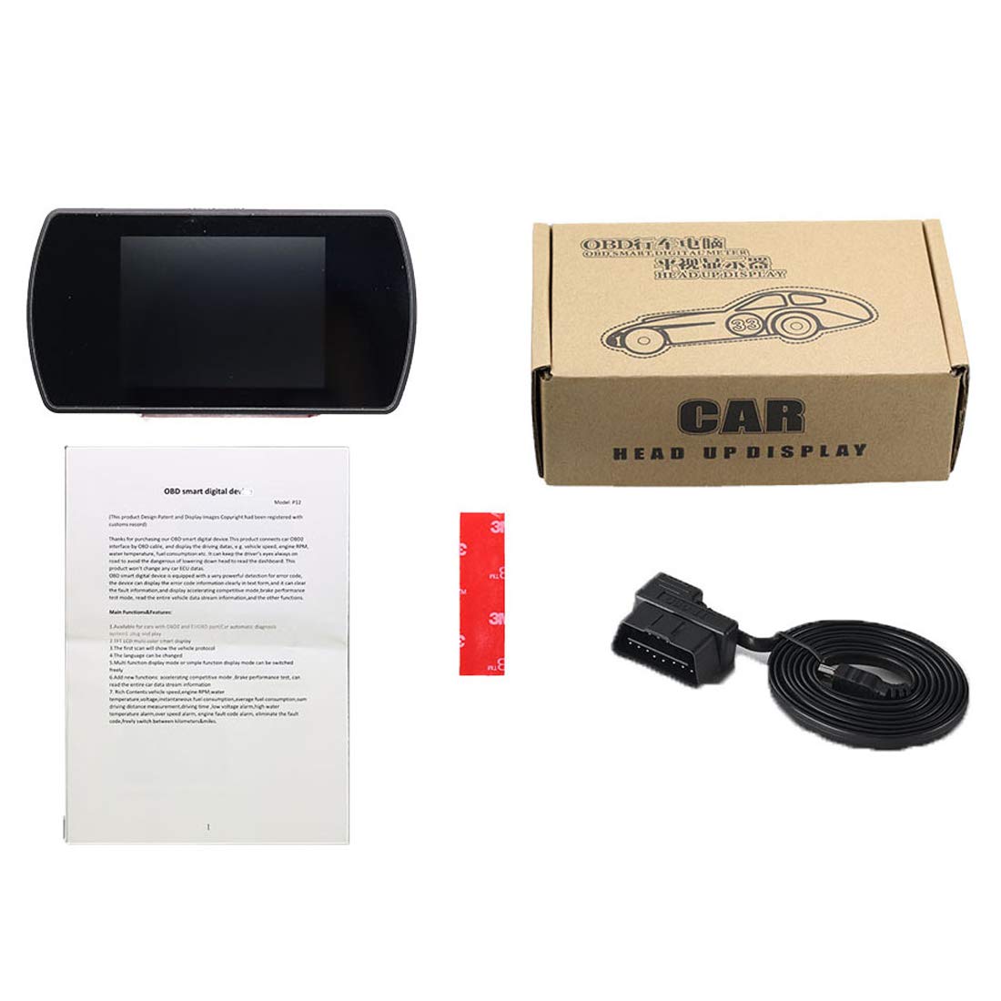 P12 TFT LCD Display HUD Head Up Display OBD2 Auto Head Up Sistema di Allarme Velocita' del proiettore Strumento diagnostico Parabrezza Display