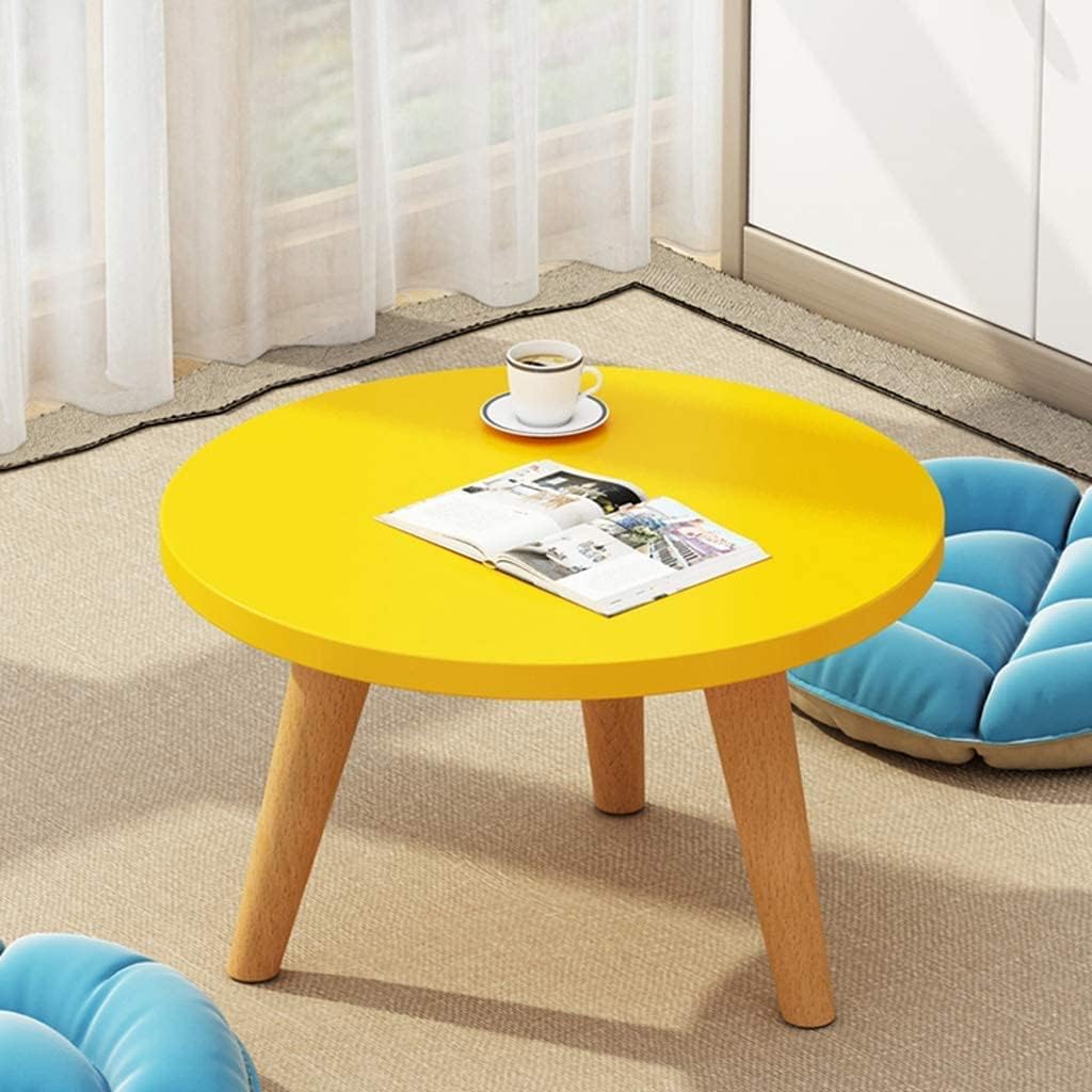 Nightstand Round/Square Coffee Table Wooden Nesting Sofa Side Table Small Dining Table Living Room Bedroom Furniture End Table Home Decor Night Stand (Yellow 40cm*33cm)