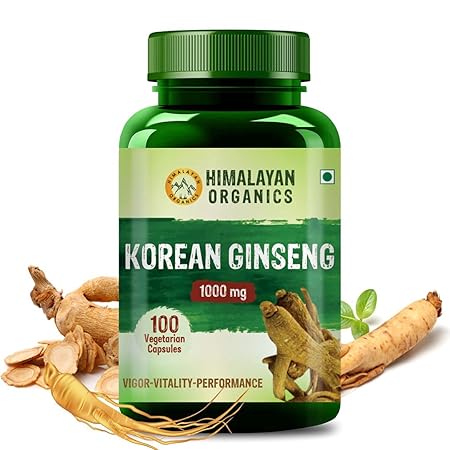 Himalayan Organics Korean Red Ginseng 1000mg/Serve - 100 Veg Caspules