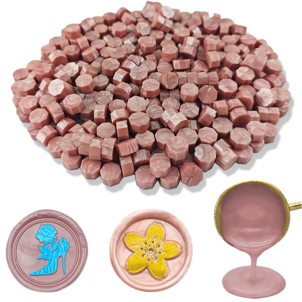 Ioggtser Octagon Sealing Wax Beads for Seal Stamp - 560 PCS for Making Wax Seals for Wedding and Party Invitations (Rose Gold)