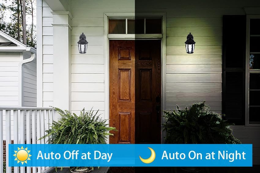 Miniatura 4 de YoonLIT SMARTLIFE Apliques de pared para exteriores, del atardecer al amanecer, gran lámpara impermeable para porche, puerta, patio, garaje