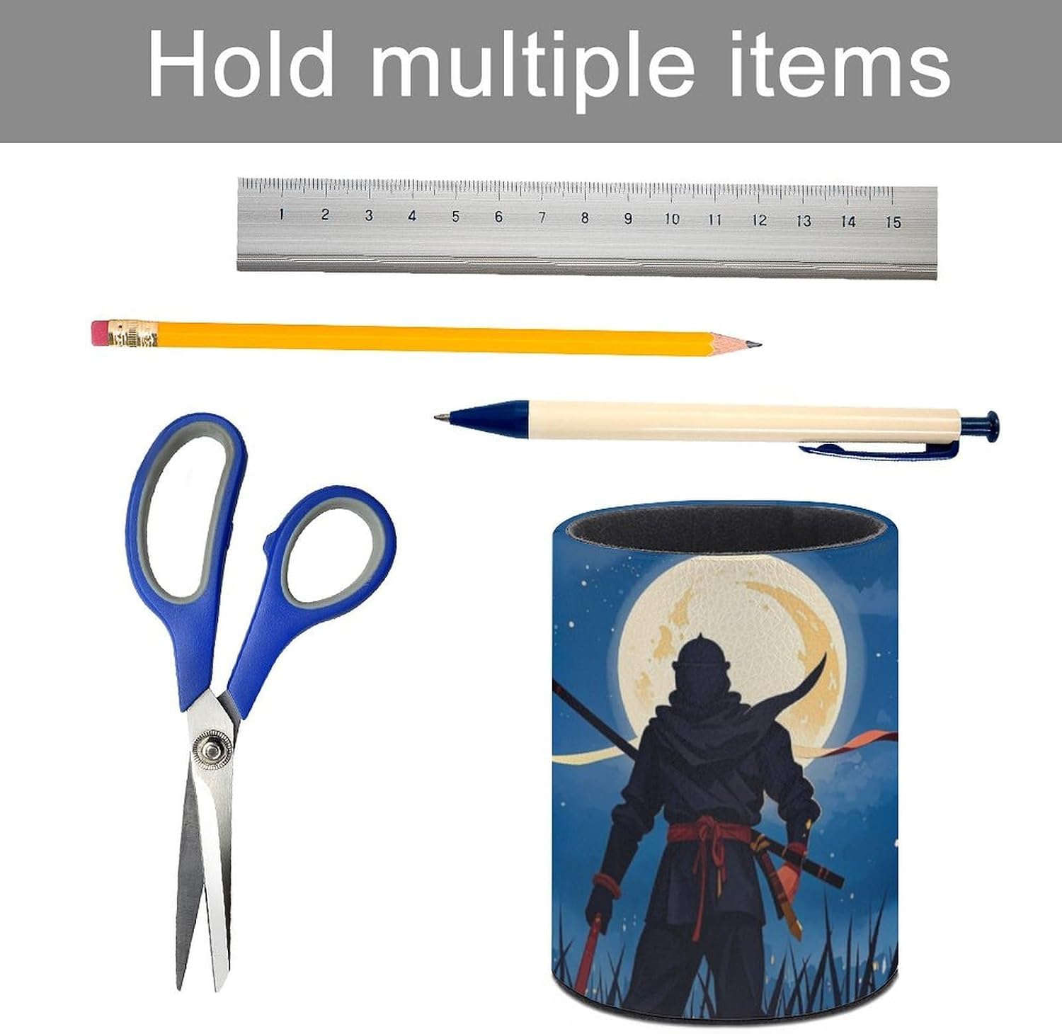 Moonlight Ninja Pen Holders for Desk Leather Pencil Cup image 5