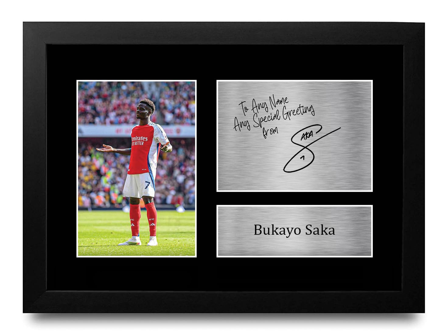 HWC Trading Bukayo Saka Personalised Gift - Signed Autograph Picture, Framed A4 Football Memorabilia with Custom Name Message for Birthday Christmas Wedding — image 1