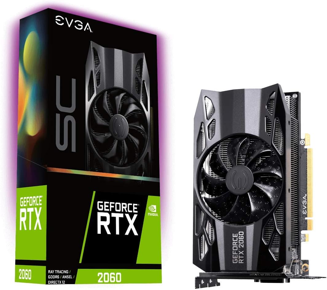 Evga Geforce Rtx 2060 Sc Gaming, 6Gb Gddr6, Ventilatore Hdb , 06G-P4-2062-Kr, Nero, ‎18.98 x 4.45 x 11.12 cm; 880 grammi