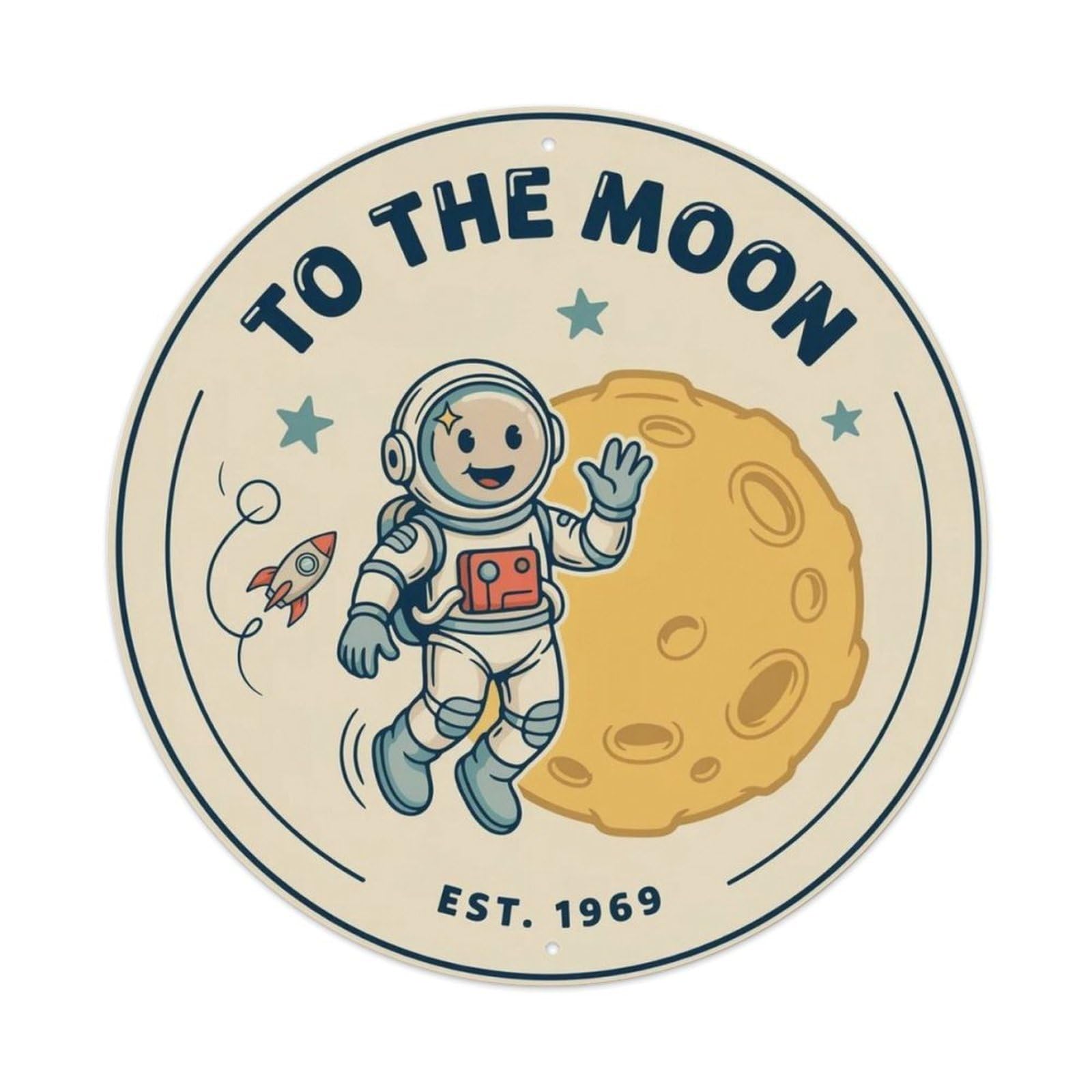 To The Moon Retro Space Metal Tin Sign Plaque