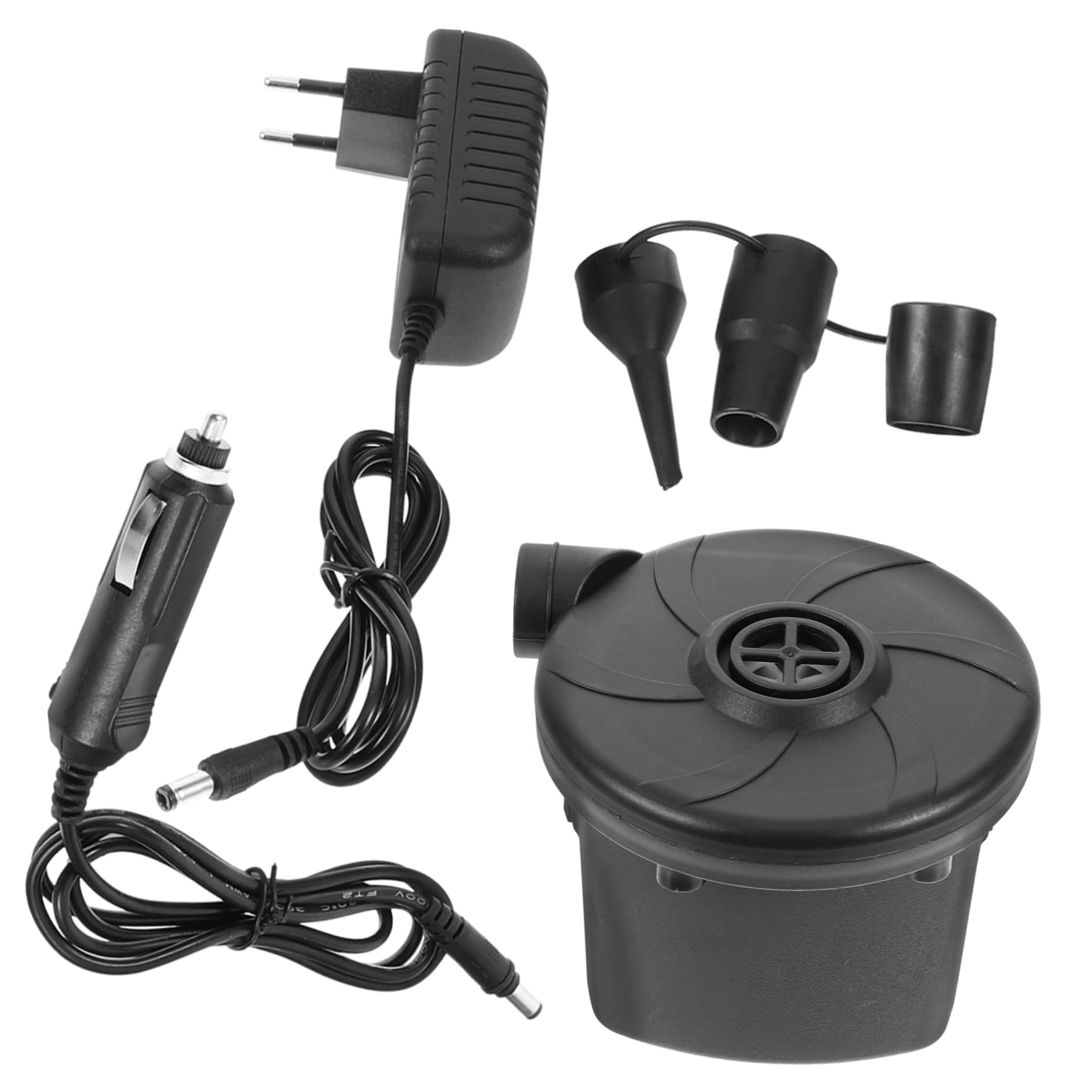 Levemolo Mini Electric Air Pump for Inflatables 2-Way Pump Fast Inflate Deflate High-Speed Motor 3 Nozzles Portable Home Car Power Us