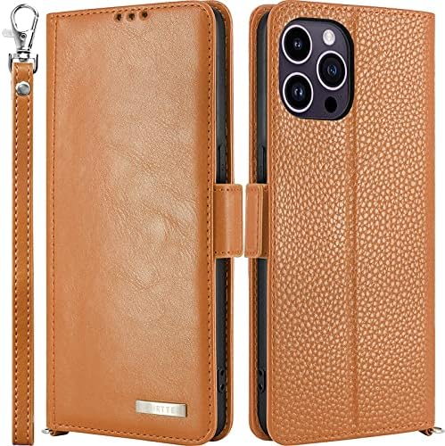 LAIRTTE Wallet Case for iPhone 13 PU Leather Flip Cover with Credit Card Holder RFID Blocking and Wrist Strap Magnetic Closure Wallet for iPhone 13 Folio Phone Cover-Black