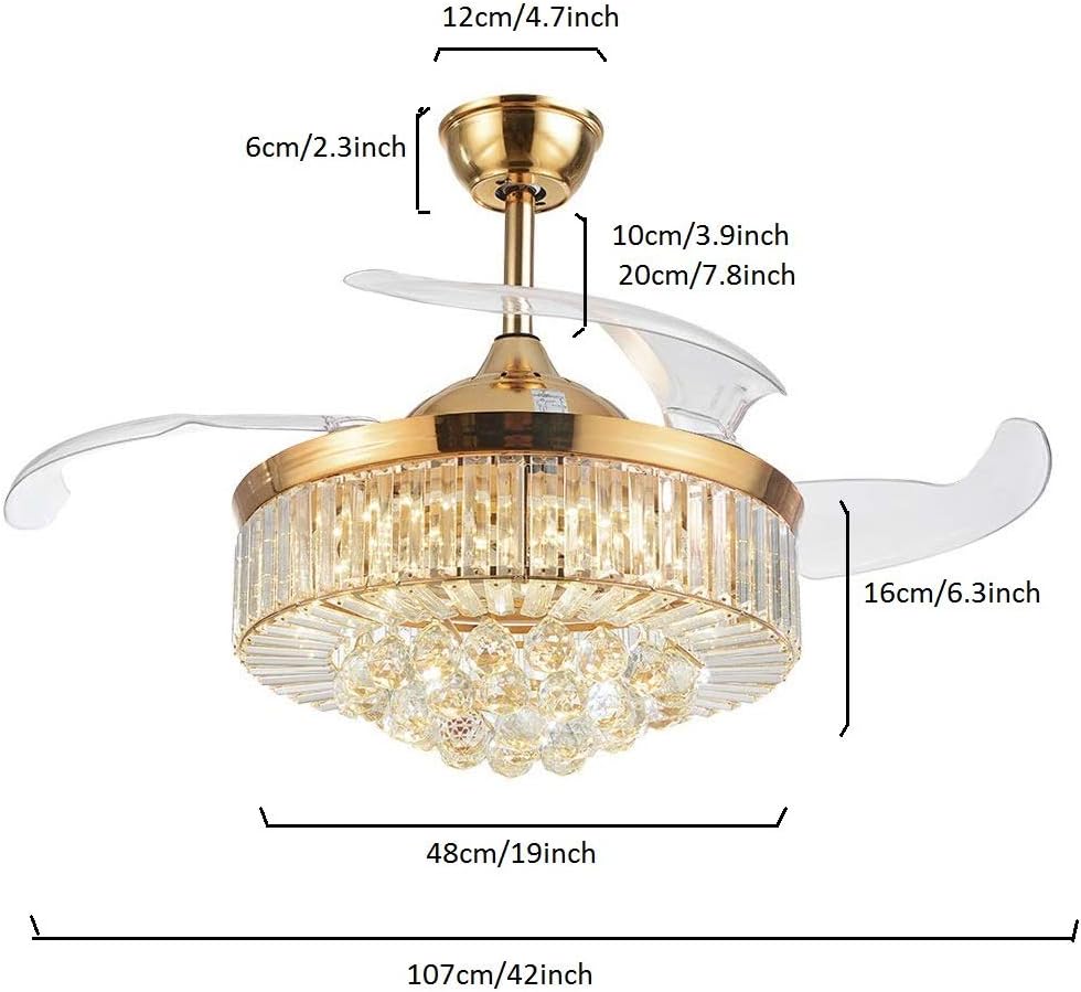 Discount 90% 42 Inch Silver Crystal Ceiling Fan Lights with Remote Control,Ceiling Fan Chandelier LED Three-Color Lights 3 Speeds Fan Retractable Blade for Living room, Kitchen, Restaurant Special 42 Inch Silver Crystal Ceiling Fan Lights with Remote Control,Ceiling Fan Chandelier LED Three-Color Lights 3 Speeds Fan Retractable Blade for Living room, Kitchen, Restaurant