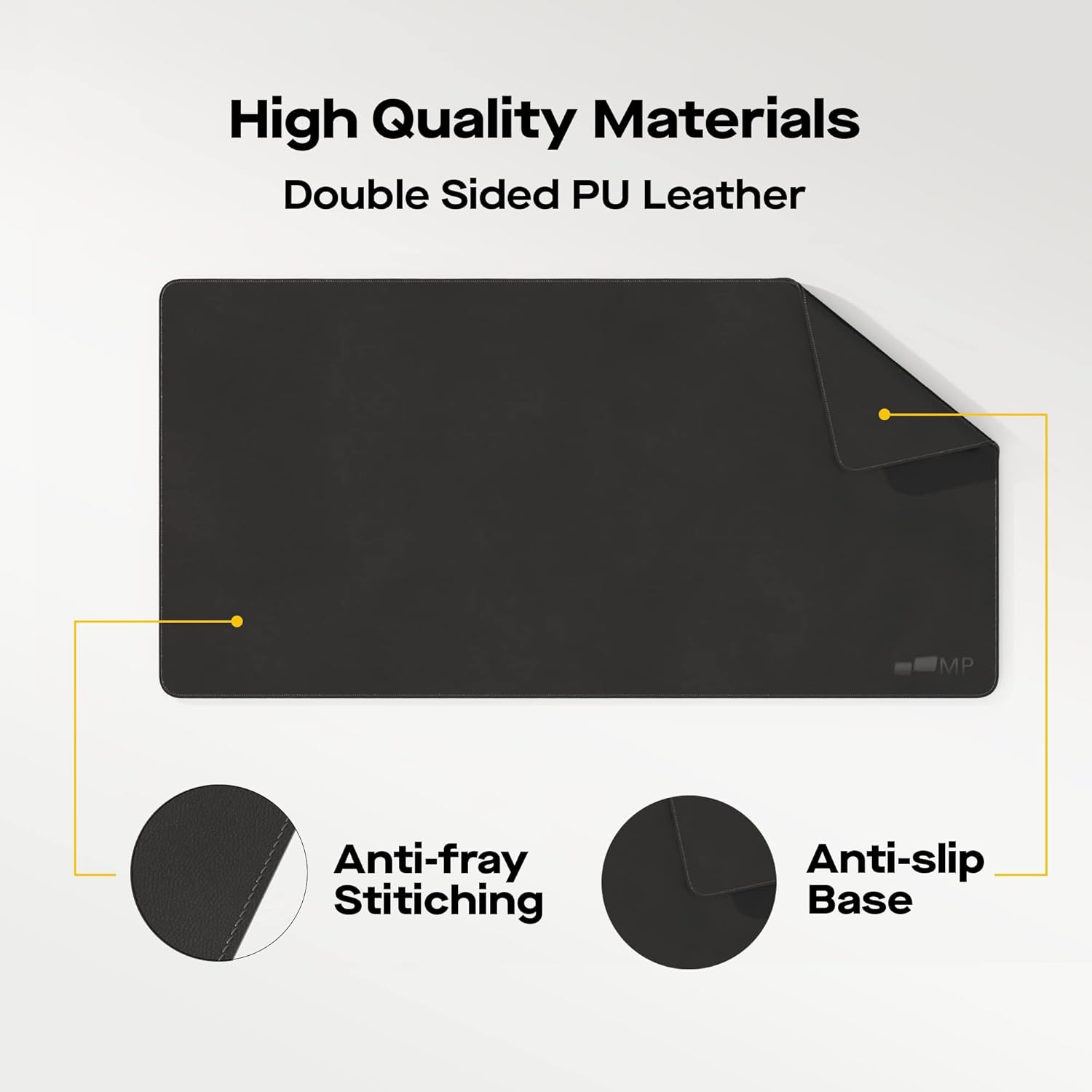 Mobile Pixels Desk Pad, Waterproof, Spill-Resistant, Non-Slip Base, Upscaled Stitched Large Extended PU Leather Protective Desk Mat for Keyboard, Mouse and Monitors 31.5" x 15.75"(Graphite Black)