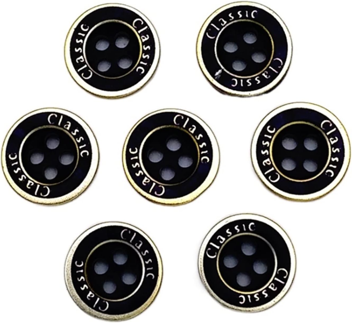 BELLAY11.5mm 50PCS Men And Women Shirt Buttons Gold-Edge Resin Electroplating Buttons 4 Holes DIY Garment Sewing Accessories (Color : 09, Size : 11.5mm)