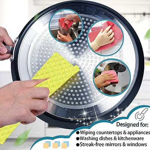 Fodofodo 5Pcs Swedish Dishcloths,Dish Towels,Cellulose Sponge Cloths,Absorbent Dishcloth,Kitchen Cleaning Cloth,Reusable Paper Towels For Kitchen, Bathroom,Car,Office,Classroom（Mix Colors） #TOP2