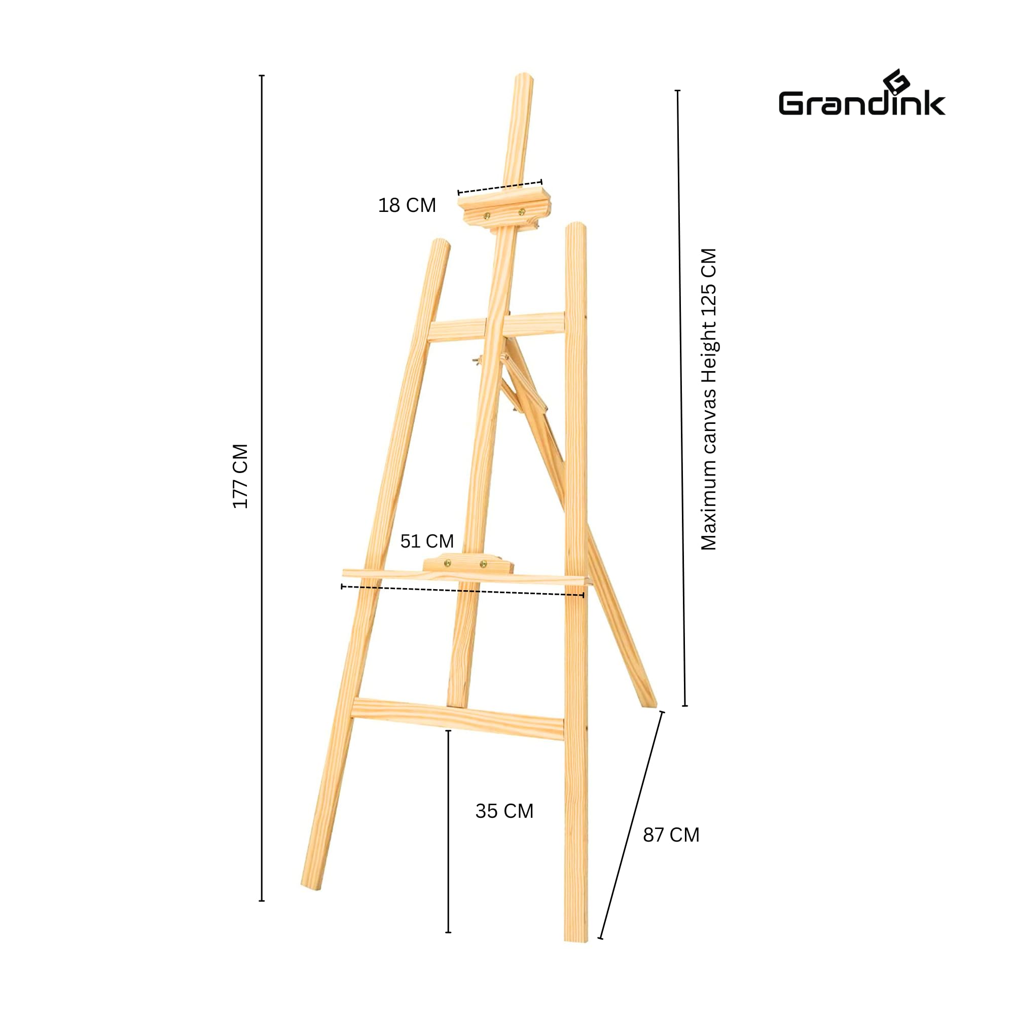 Grandink Professional 6ft Wooden Easel for Artists – Adjustable Angle & Height – Solid Pinewood Easel for Studio, Display & Canvas Painting 1