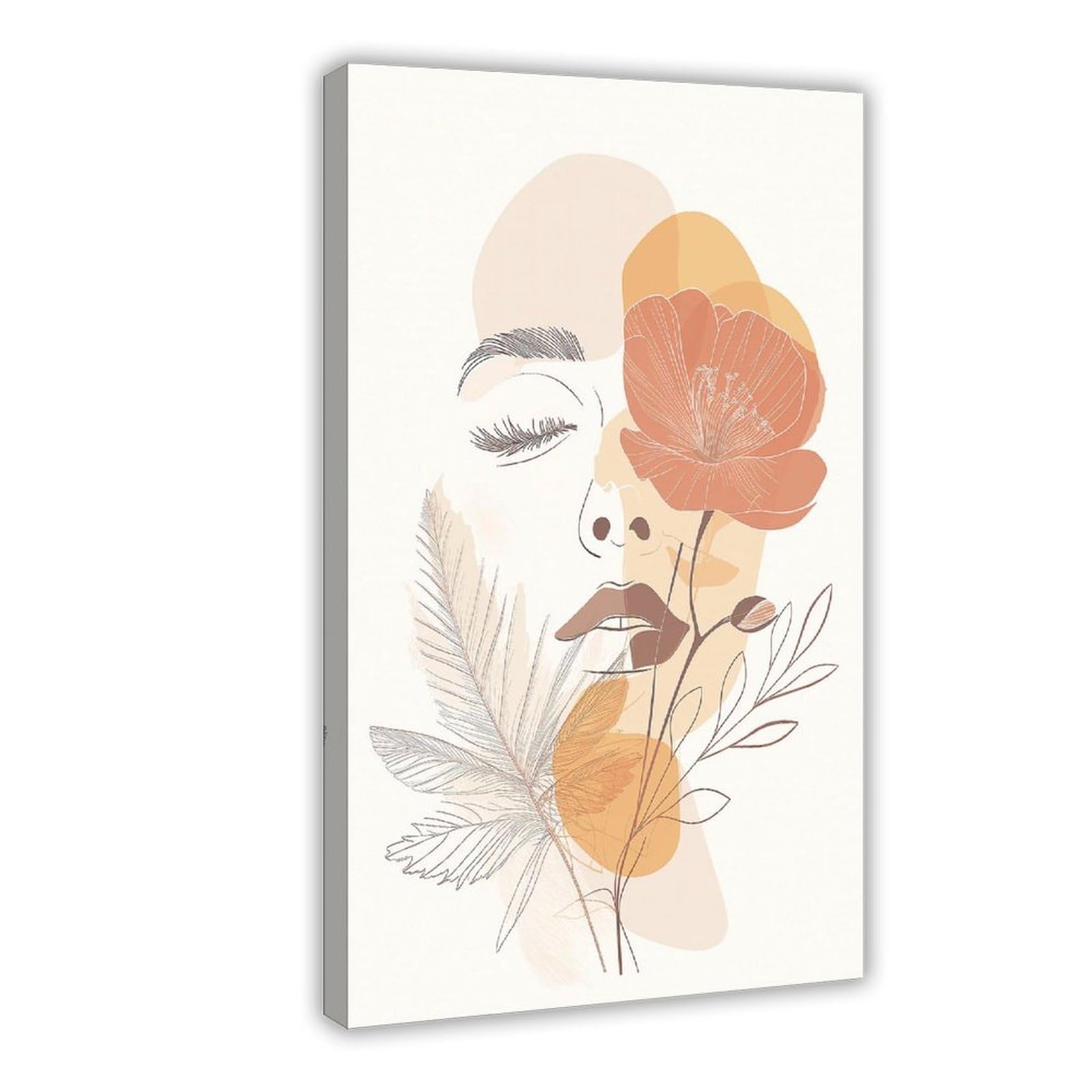 Bareronor Abstract Woman Face Line Canvas Poster Bedroom Decor Landscape Office Room Decor Gift 16" L X 24" W
