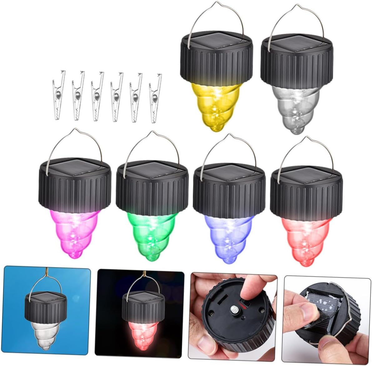NUOBESTY 1set Colorful Solar Pendant Lights Led Solar Hanging Lamp for Outdoor Decor Creative Gradient Design for Garden and Patio Lighting