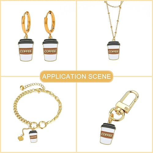 Miniatura 7 de Stiesy 20 dijes esmaltados para taza de café, mini bebida dorada, accesorios para collares, pulseras, joyería, manualidades