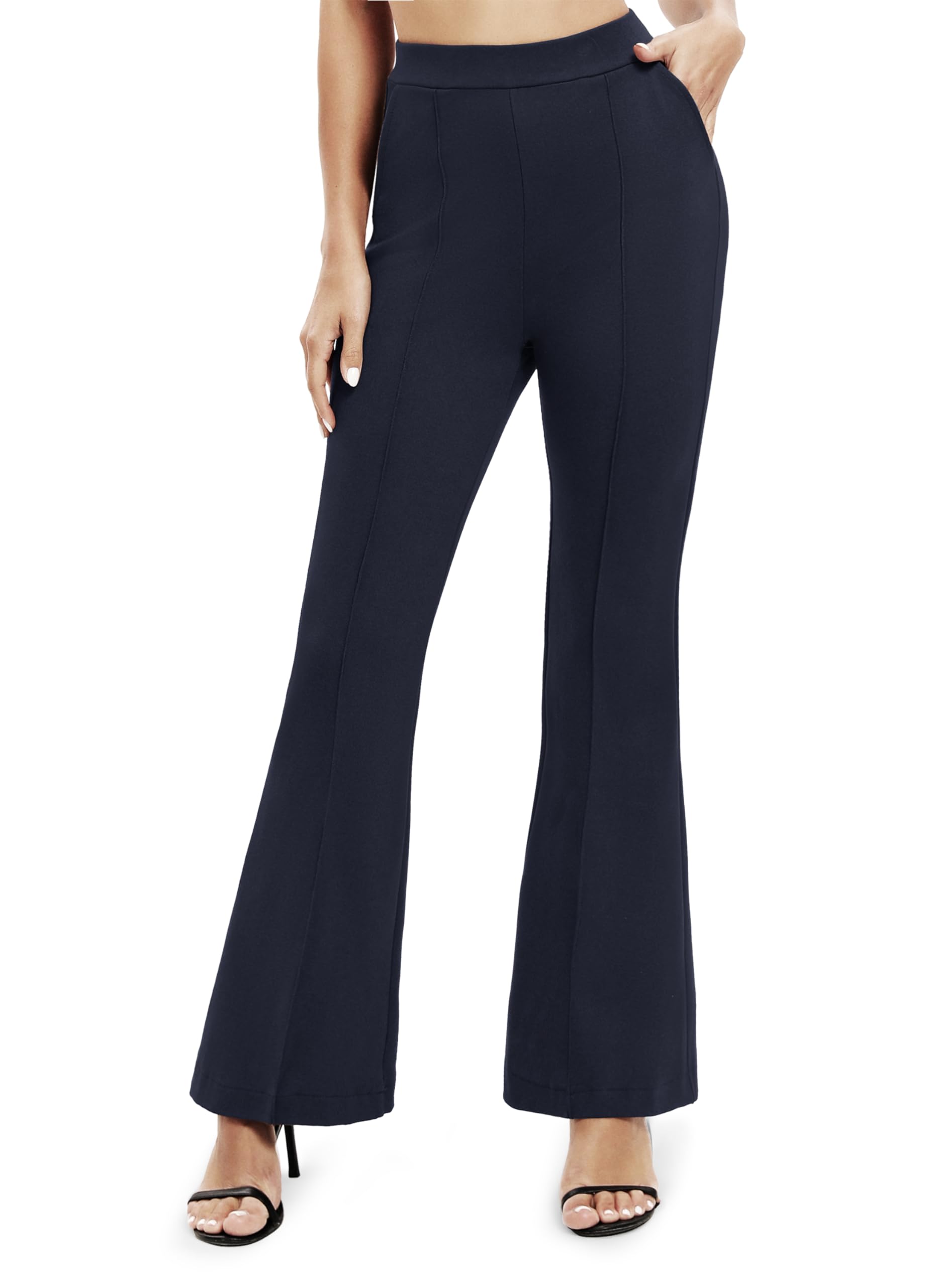 EXCHIC Womens Flare Dress Pants Stretchy Work Pants High Waist Business Office Casual Slacks with Pockets