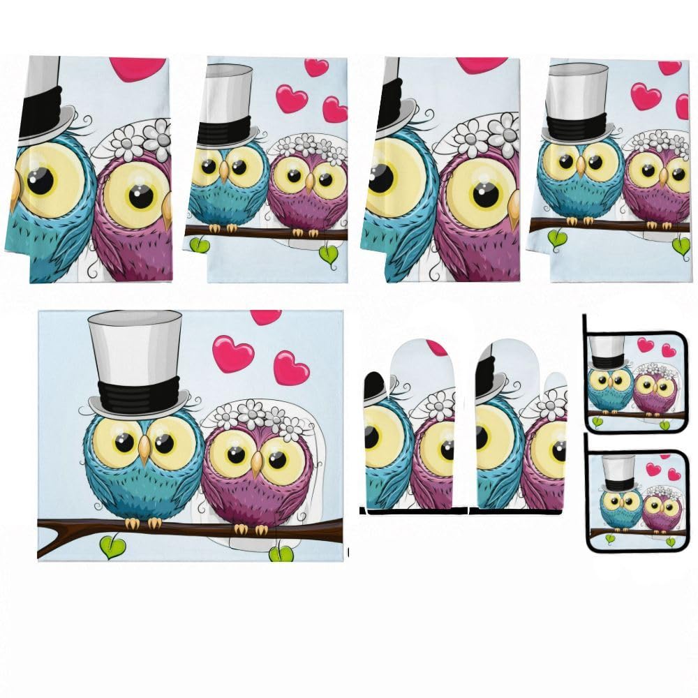 9PCS Wedding Owl Coppia Cucina Decor e Accessori Set