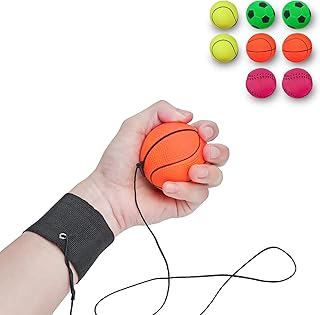 ZUYEE 2.36 Inch Wrist Return Ball Sports Wrist Ball Rubber Rebound Bouncy Wristband Balls (Basketball, Baseball, Soccer) On Elastic String for Wrist Exercise or Play ,Children Gift Party Favor Toy