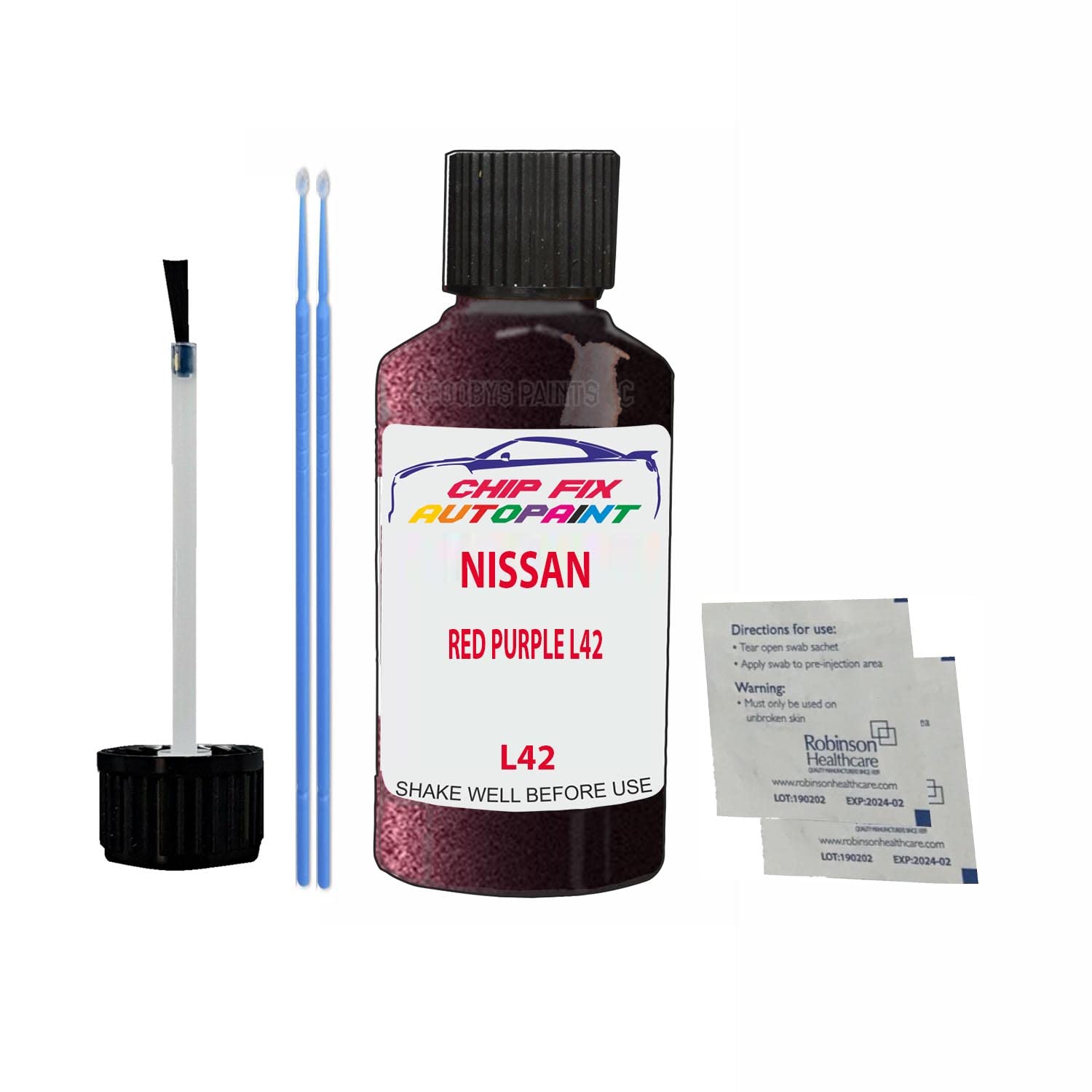 Scoobys Paints Back In The Mix Red Purple L42 Touch Up Paint For Nissan Elgrand L42 2005-2009 30Ml Bottle Brush Scratch Stone Chip Repair Pen