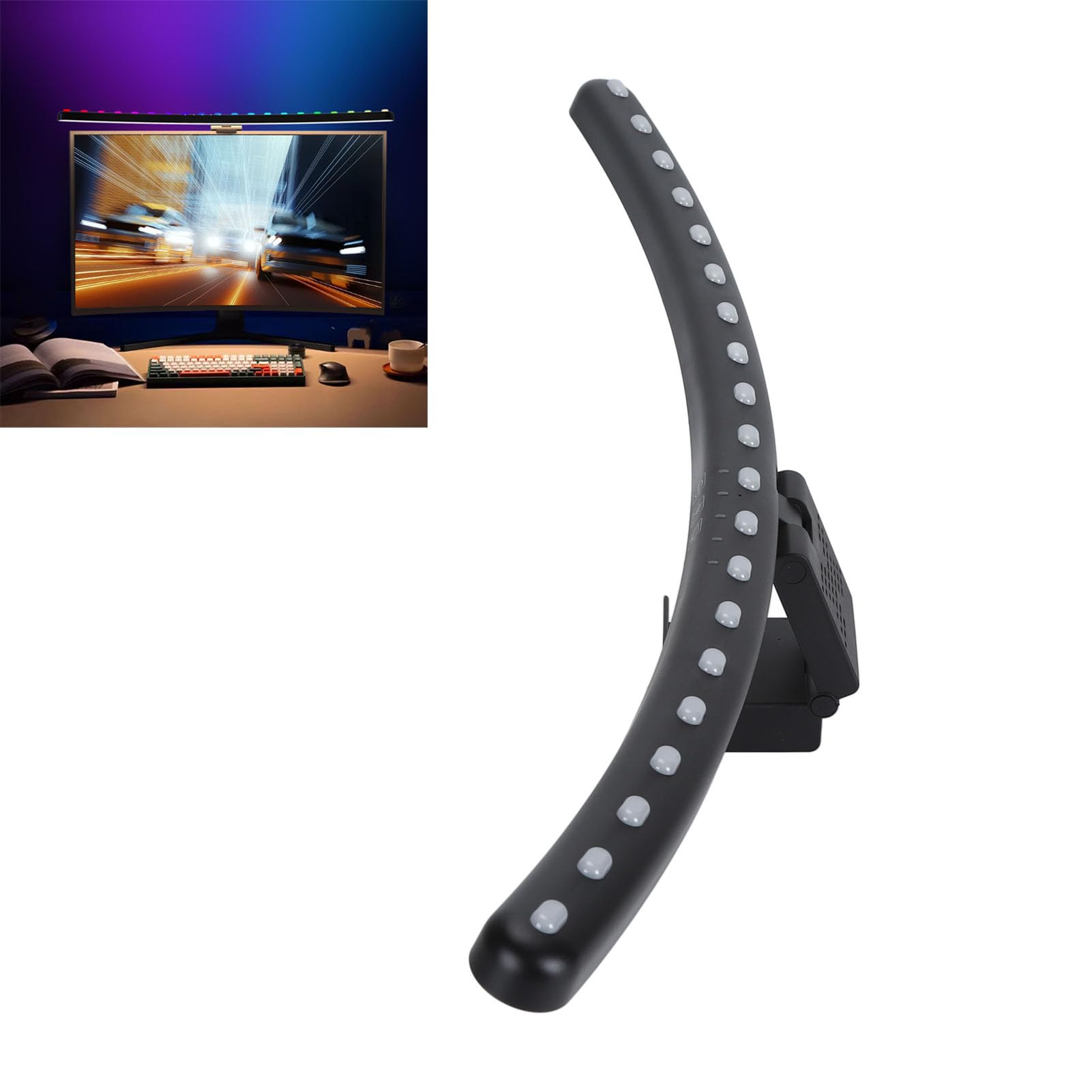 Barre Lumineuse pour Moniteur LED, écran incurvé Bloquant la Lumière Bleue avec Angles Réglables avec 3 Températures de Couleur, Gradation Continue et Mode Minuterie d'une Heure,