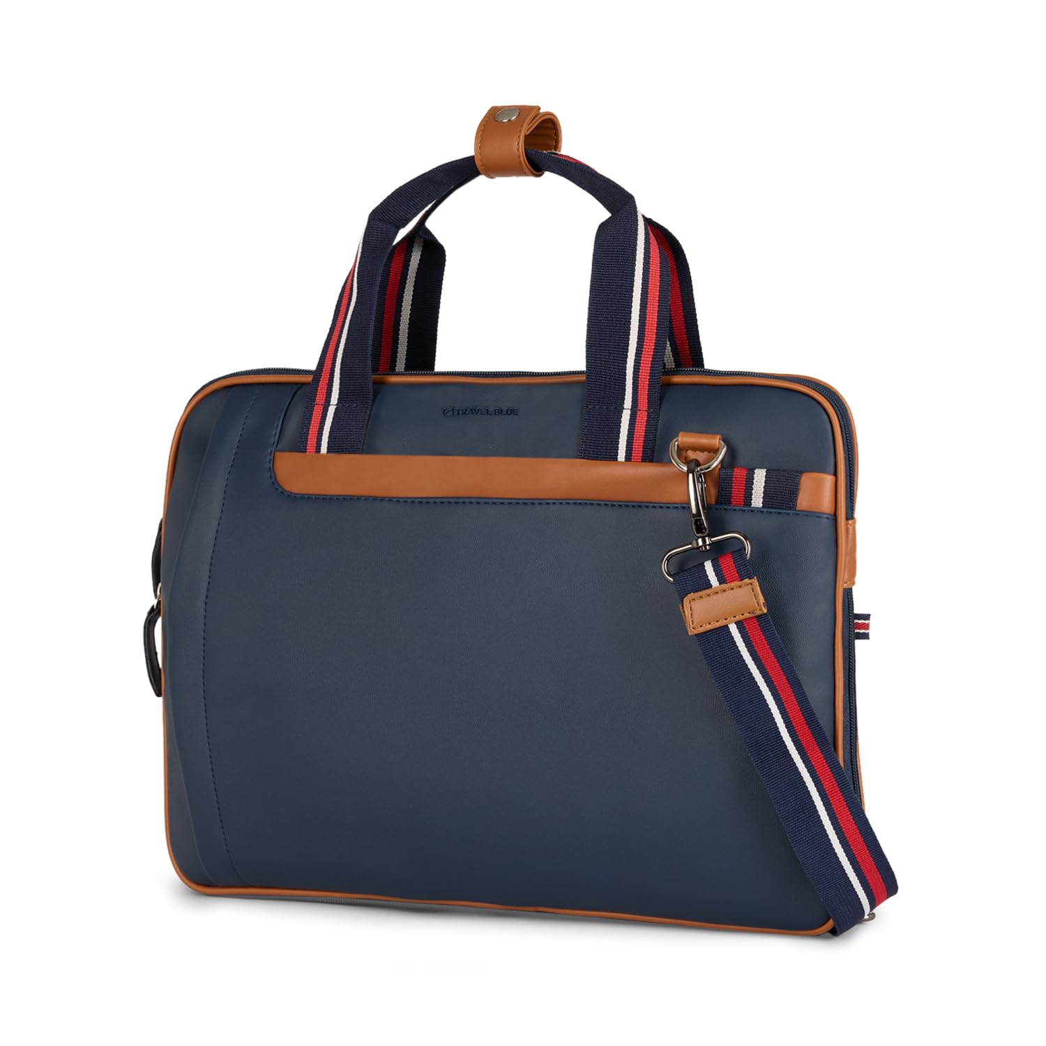 Imperial Office Briefcase for 15.4 Inch Laptop & MacBook | Premium PU Leather Business Bag | Adjustable Shoulder Strap | YKK Metal Zippers | Navy Blue-image-16