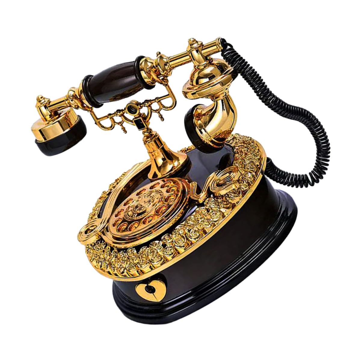 Abaodam Scatola Musicale Vintage a Forma di Telefono Fisso Nero in ABS, Organizer per Gioielli Suono Melodioso, Decorazione Retro per Casa e Ufficio