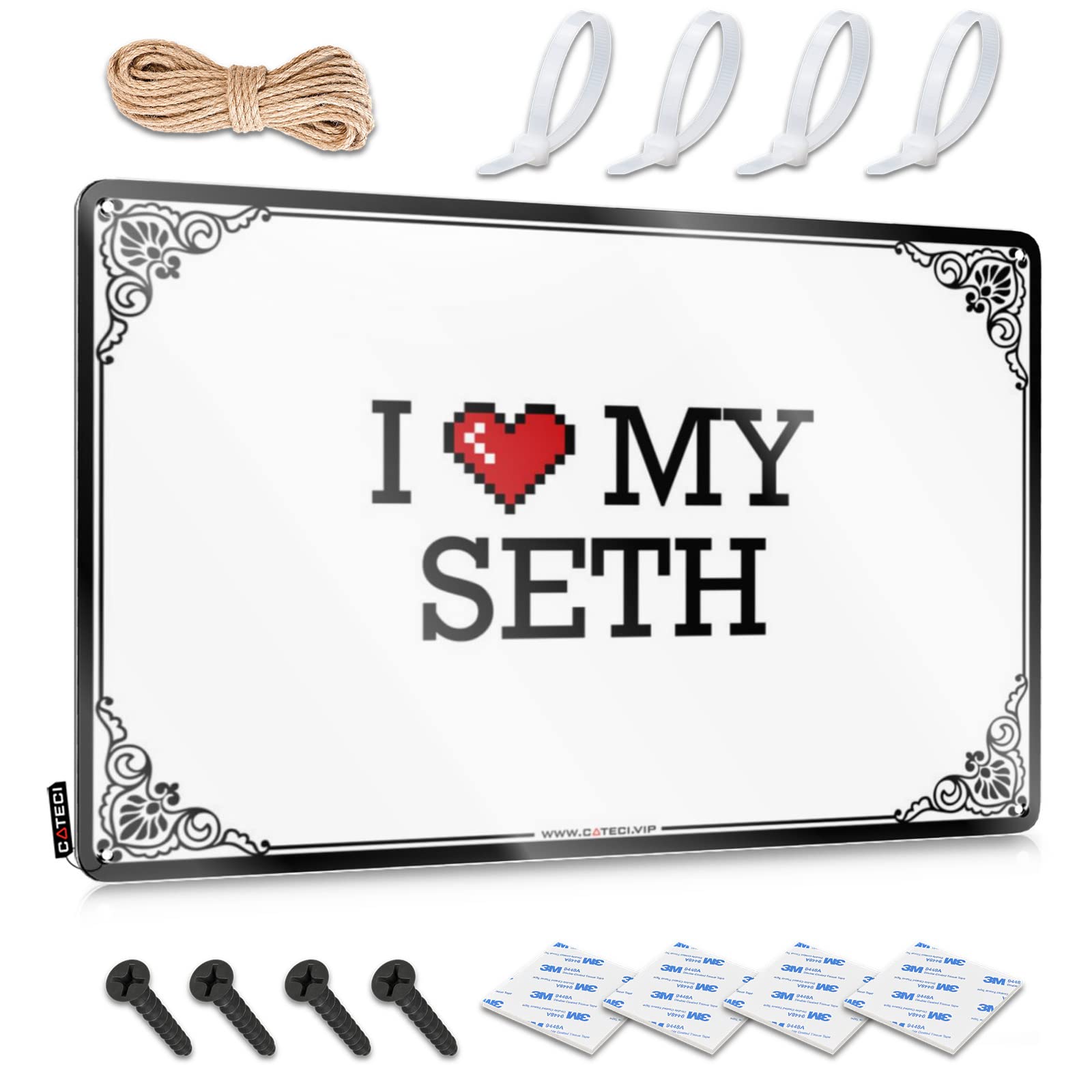Mens Office Decor, Cool Wall Art Funny Ideas Wall Decor, Gorgeous Rustic Metal Tin Sign For Man Cave | Rv Holiday Gift Custom I Love My Seth(20X30CM)