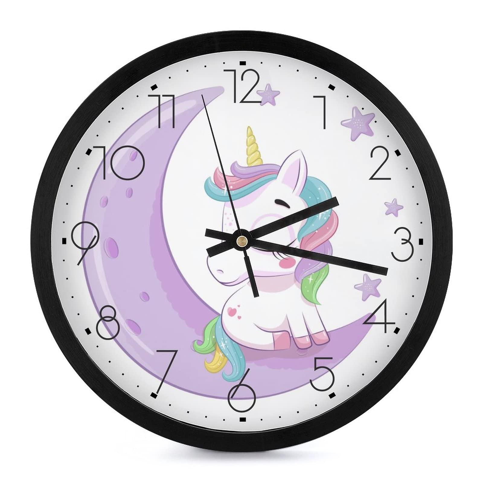 Horloge murale licorne lune de 25.4cm pour chambre d'enfant