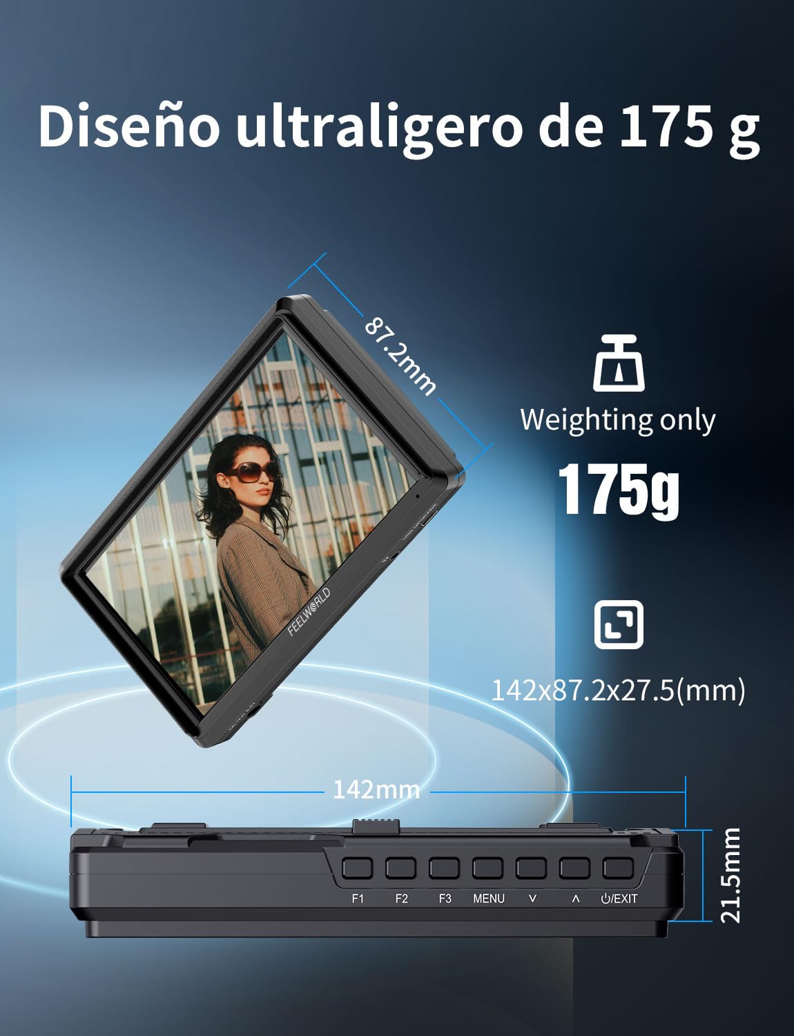 FEELWORLD S55E Monitor para cámara DSLR de 5,5 Pulgadas 3DLUT Full HD 1920x1152 IPS Forma de Onda con HDMI 4K60Hz Entrada/Salida de 8,4 V CC con Parasol batería de 2200 mAh y Funda de Transporte