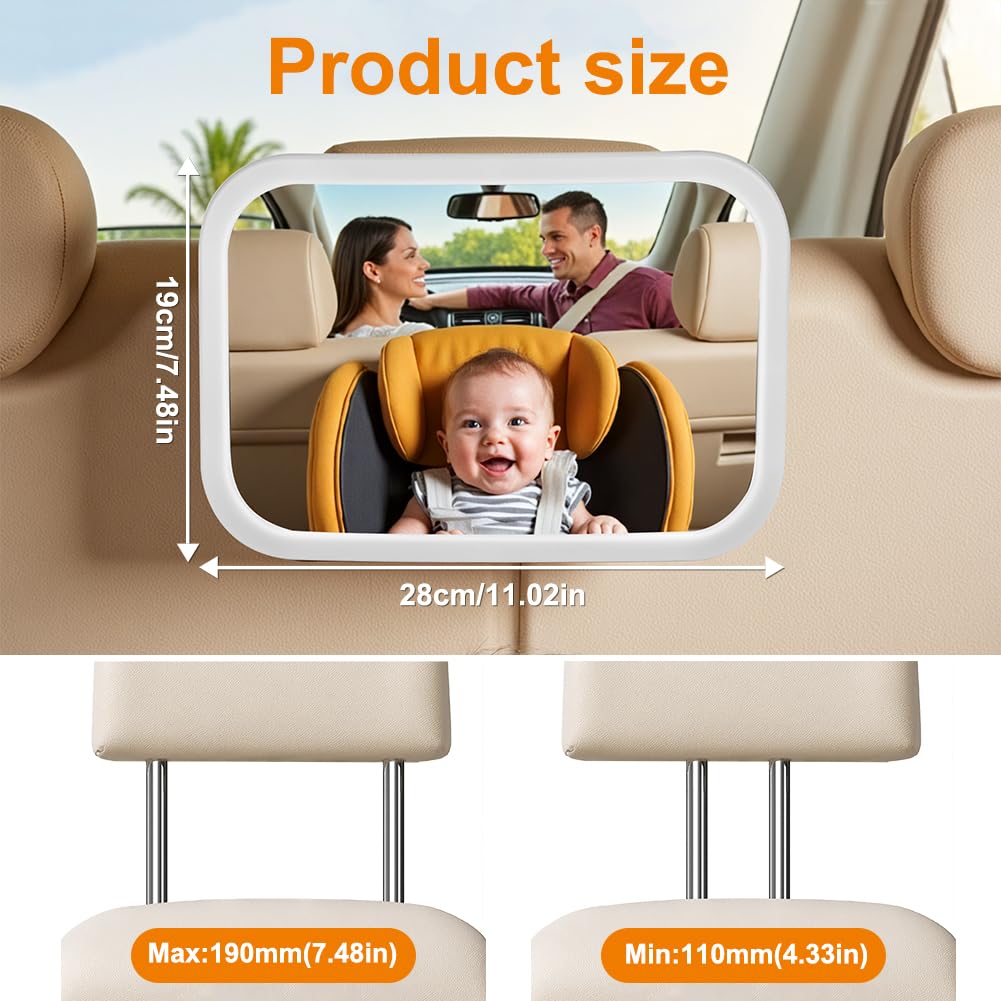 Vicloon Baby Car Mirror, Baby Mirror for Car Back Seat Shatterproof & Shakeproof, Easy To Install - Image 2