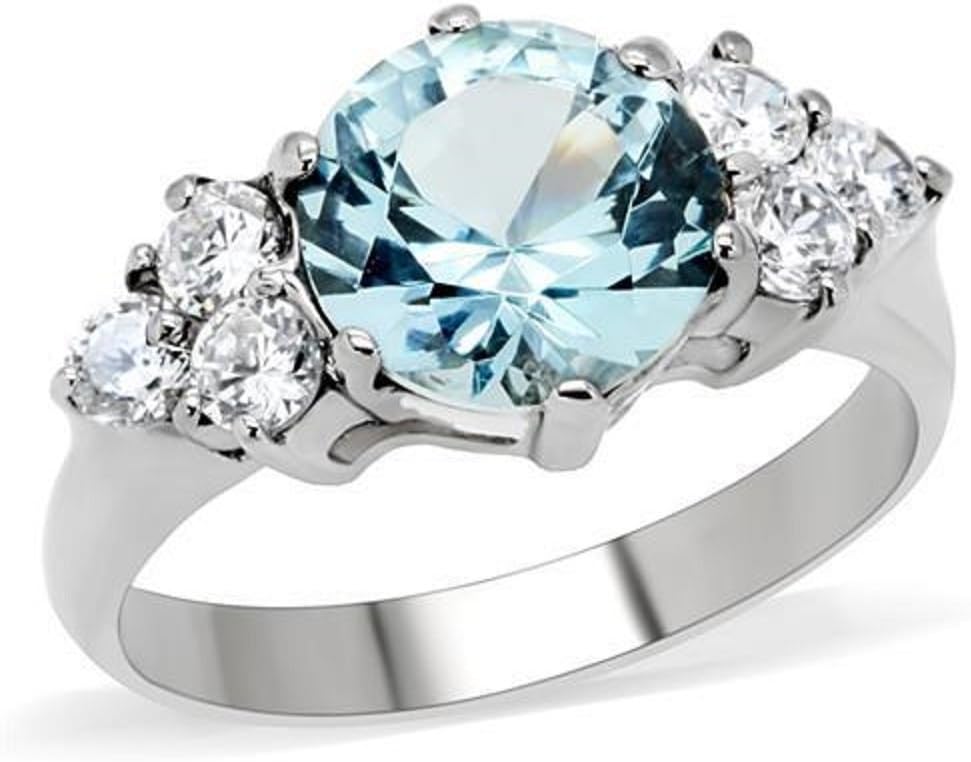 Yourjewellerybox Tk179Pb London Blue Topaz Anniversary Cz Cubic Zirconia Ring Pretty Womens