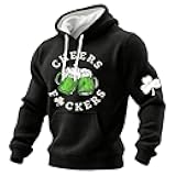 Men's St Patricks Day Sweatshirt Green Clover Irish Hoodie Cross Shamrock Printed Pullover Sweat shirts