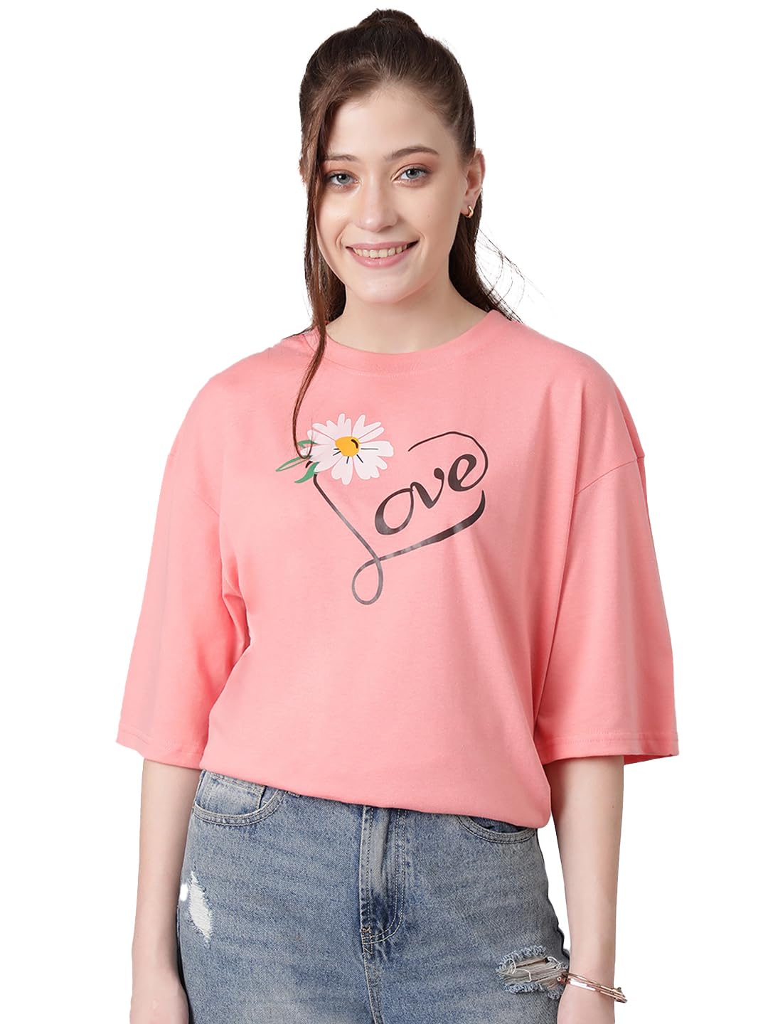 KOTTY Womens Cotton Blend Printed Oversized T-Shirts (B0CJR4Y8M3) Amazon Price History, Amazon Price Tracker