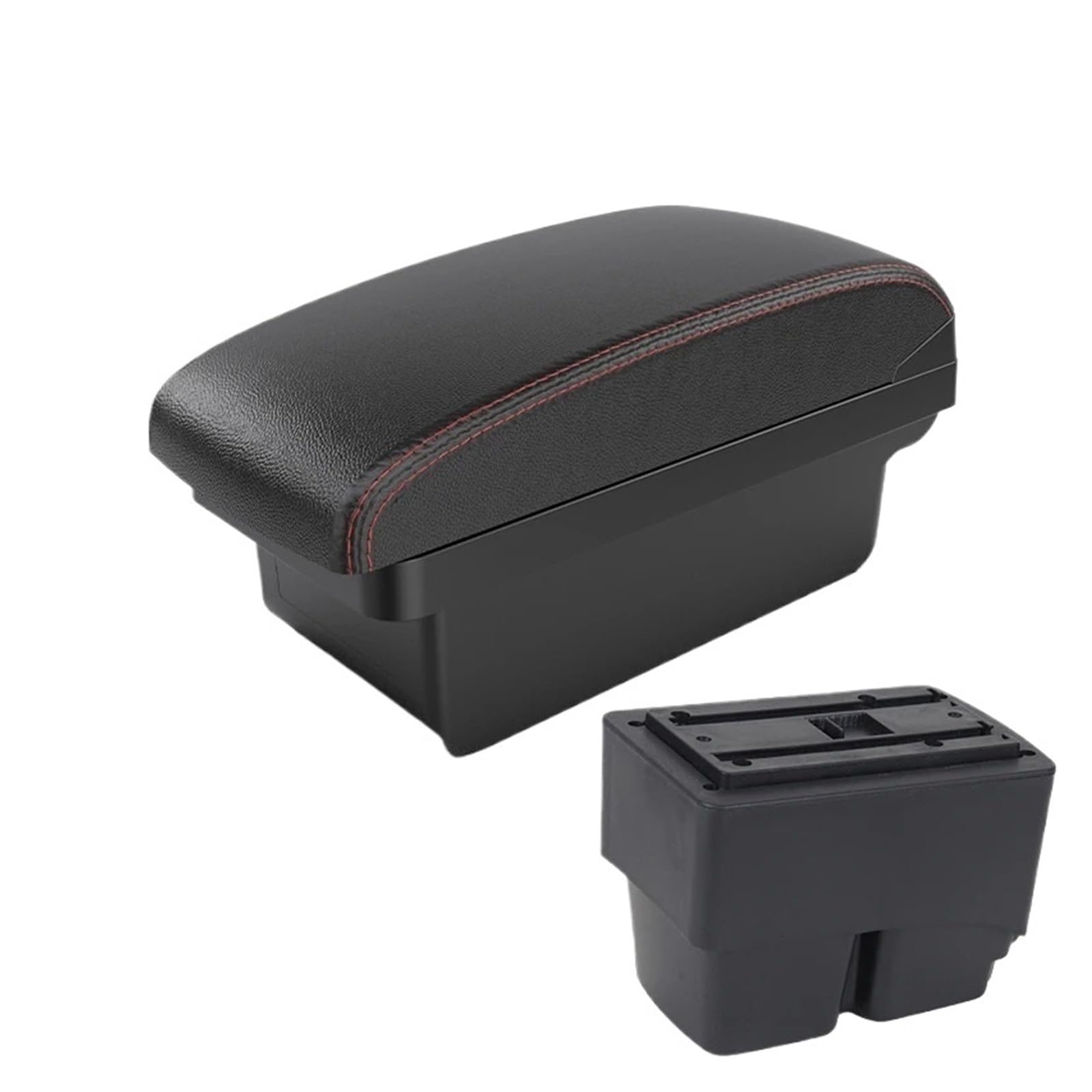 Hguvsjd Armrest Box For For Fiesta MK7 2009-2017 Armrest Dedicated Center Console Modified Storage Box Interior Accessories Car Armrests(A Black red NO USB)