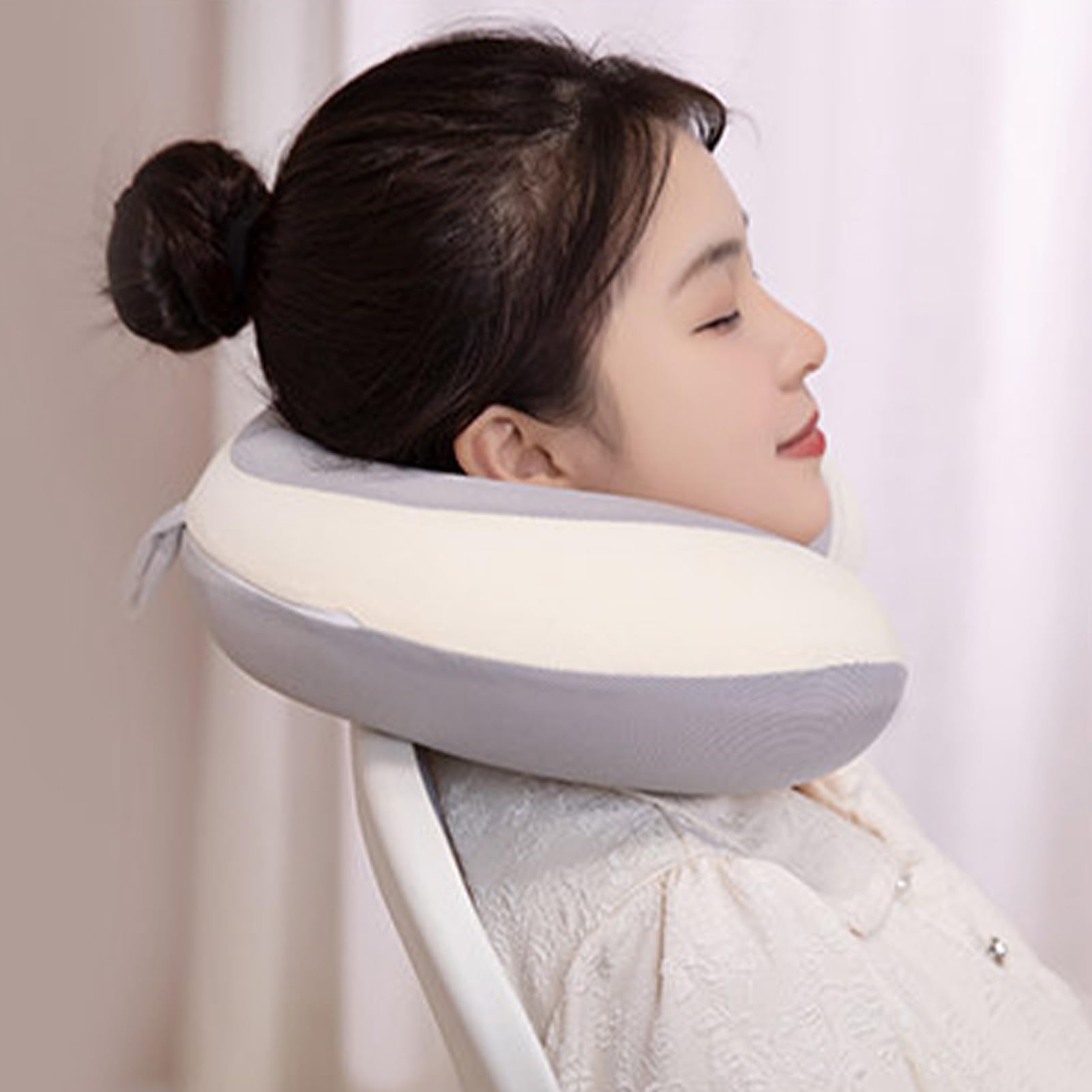 Cuscino Da Viaggio Cervicale Seta Ghiaccio Ergonomico Traspirante | Cuscino da viaggio a forma di U per aereo Campeggio, Affari, , Uomini, Donne, Adulti, Famiglia,