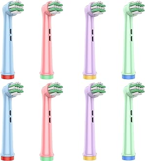 Kids Toothbrush Heads Compatible with Braun Oral B Pro Kids, Pro Junior Electric Toothbrush, Extra Soft Bristles for Gentle Care, Replacement Heads for Ages 3+ and 6-12, 8 Count