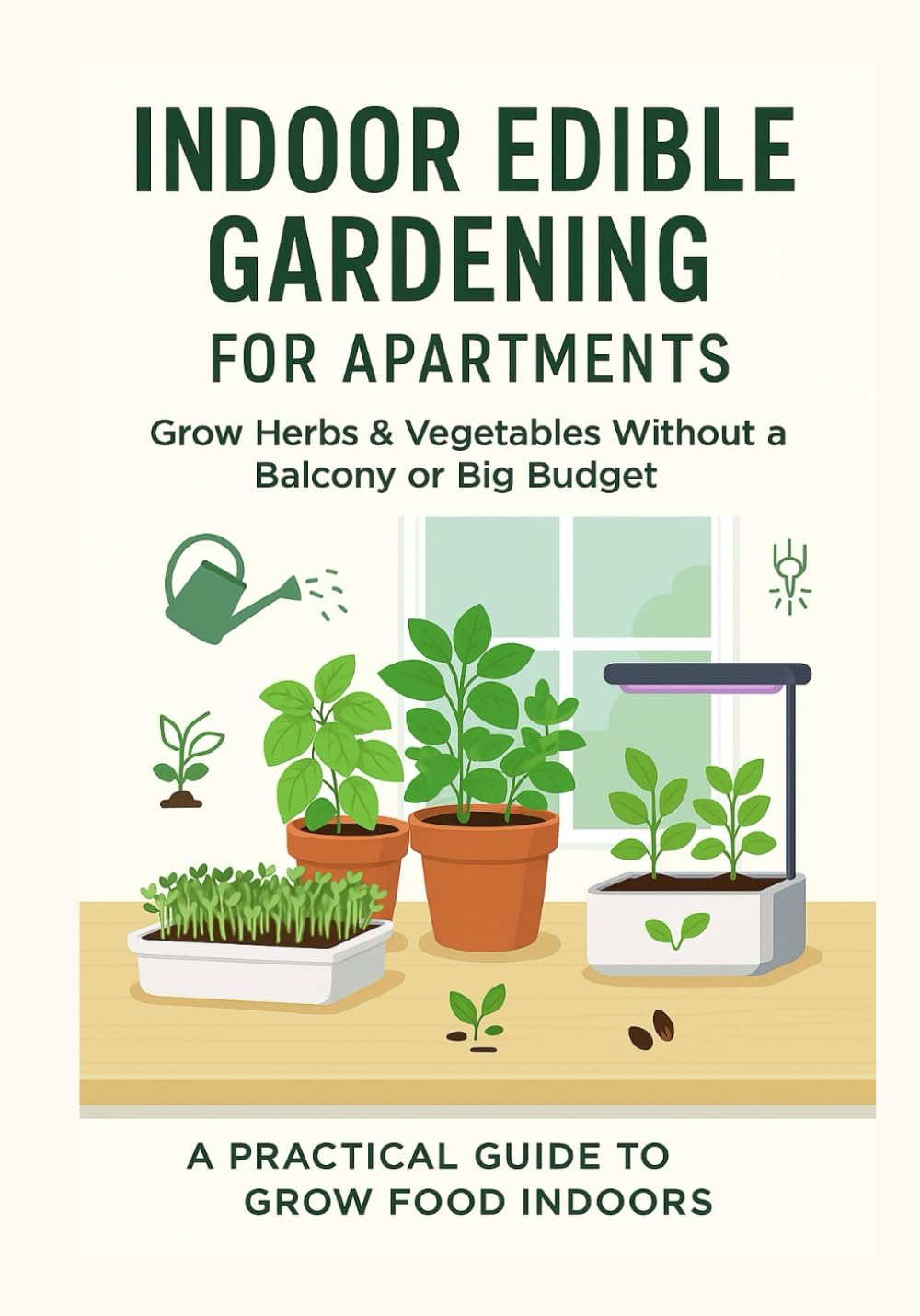 Indoor Edible Gardening for Apartments: Practical guide for beginners, focused on growing edible plants indoors without needing a balcony or big budget