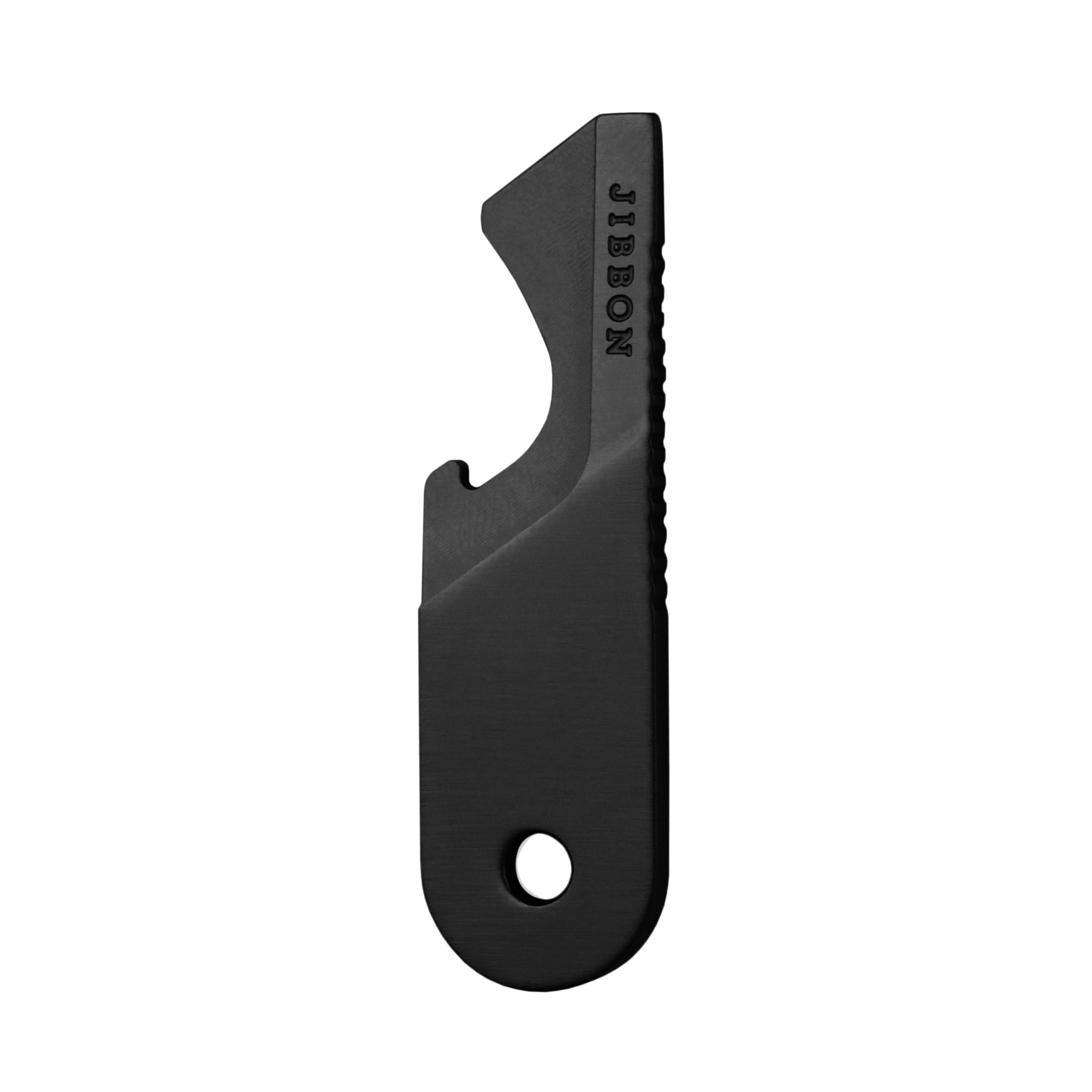 Jibbon Multifunctional EDC Keychain Multitool - Black Stainless Steel 5-in-1 Key Organizer Tool, Keyring Bottle Opener, Box Cutter - Only 2.5 mm thick for Effortless Portability and Pocket organizer
